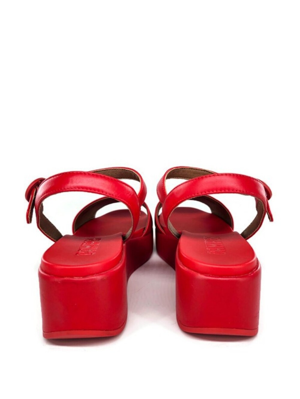 Camper Misia Red Leather Single Wide Strap Buckle Close Open-Toe Flatform Sandal - Picture 10 of 16